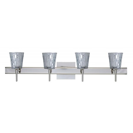 Besa Lighting Besa Wall With SQ Canopy Nico 4 Chrome Stone Silver Foil 4x40W G9 4SW-5125SF-CR-SQ
